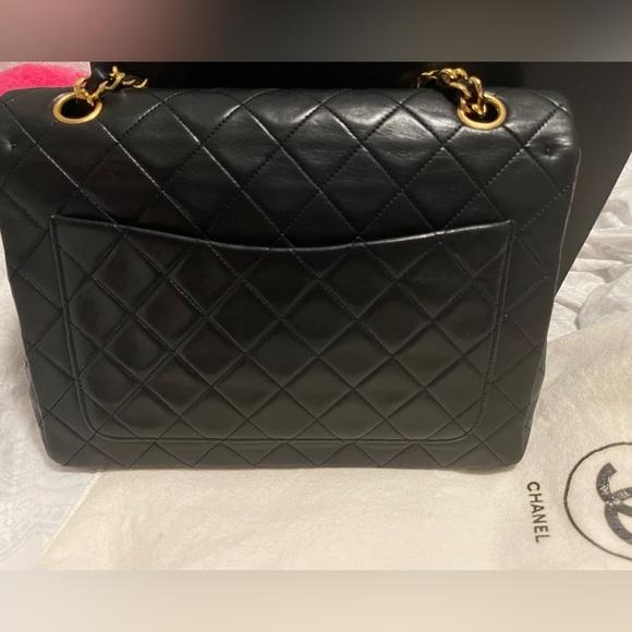 🔥FLASH SALE🔥 AUTH CHANEL VINTAGE BLACK TALL MEDIUM CLASSIC DOUBLE FLAP 24K GHW - Picture 2 of 5
